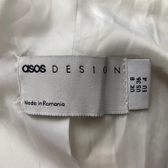 NWOT Asos Design Textured Single Breasted Blazer White Ivory Split Sleeve Size 4 - Picture 8 of 10